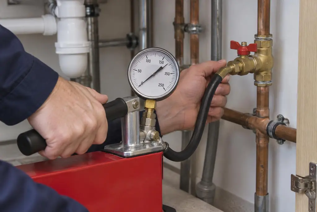 Lekdetectie Nootdorp – druktest op een waterleiding met een manometer